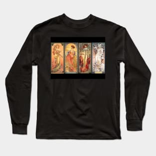 Alphonse Mucha Four Seasons Art Nouveau Long Sleeve T-Shirt